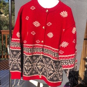 Eddie Bauer Vibrant Red Wool Blend Sweater